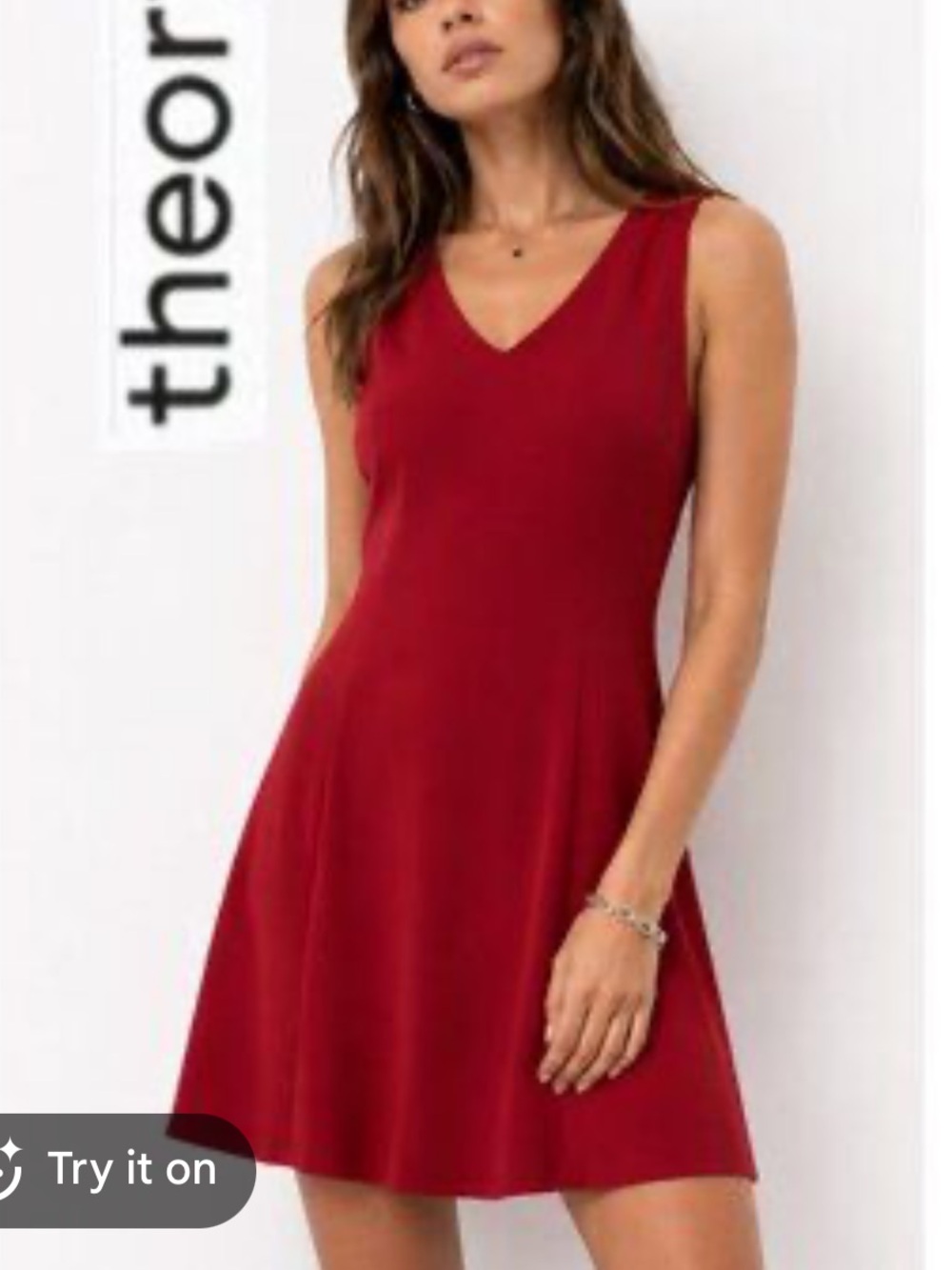 Theory womans Crimson V-Neck Sleeveless Mini Dress size 8